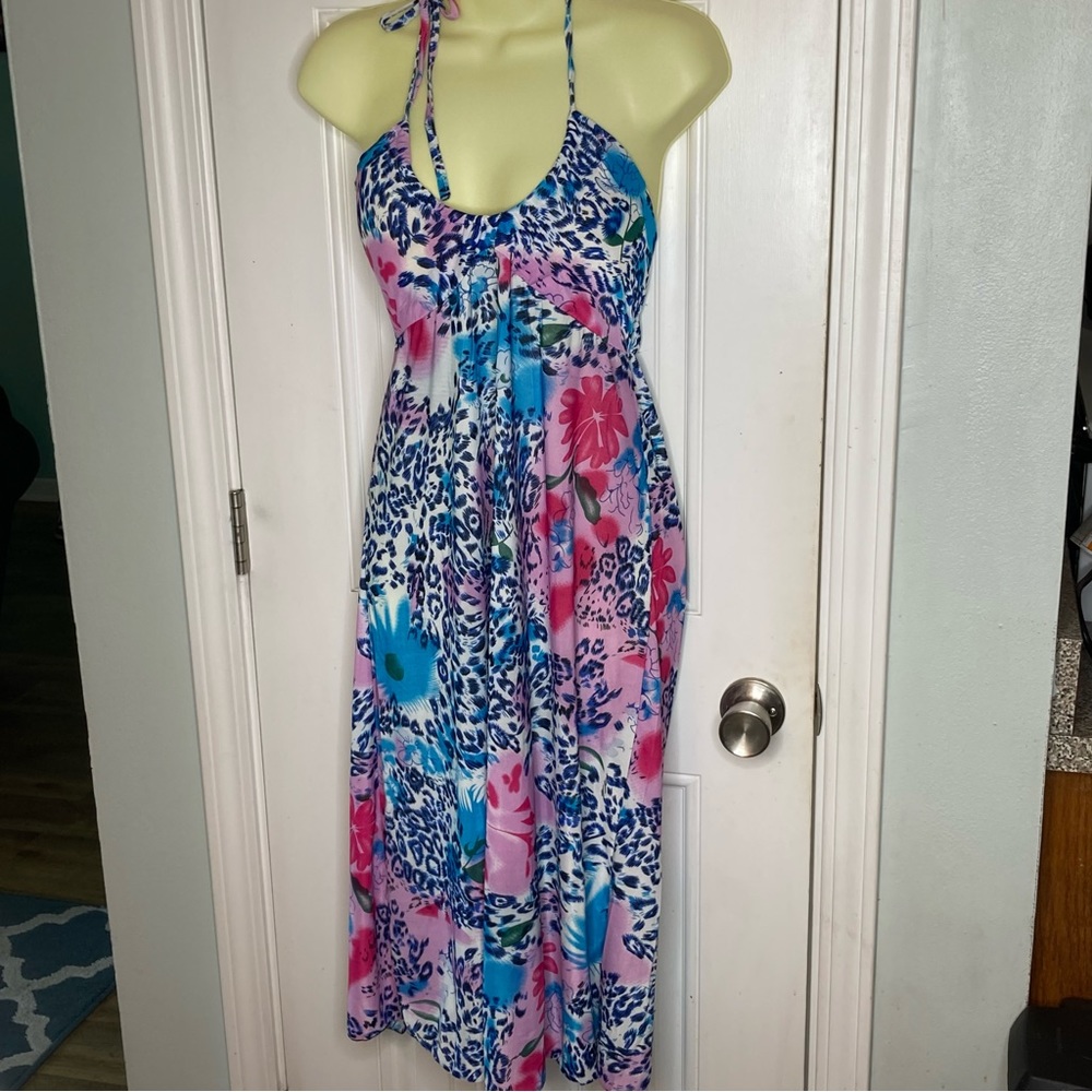 Beachy lightweight halter dress/ swim cover up
